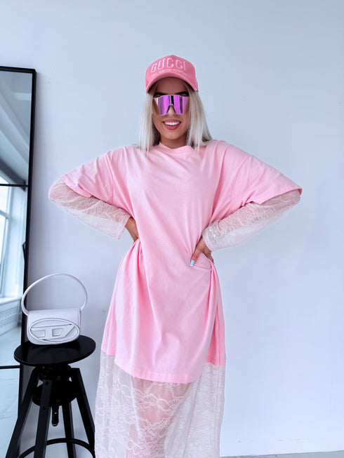 Dress with lace "IMITATION" - SOFT PINK